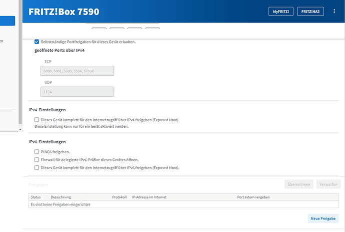 FRITZ-Box-7590 Portfreigaben Screenshot