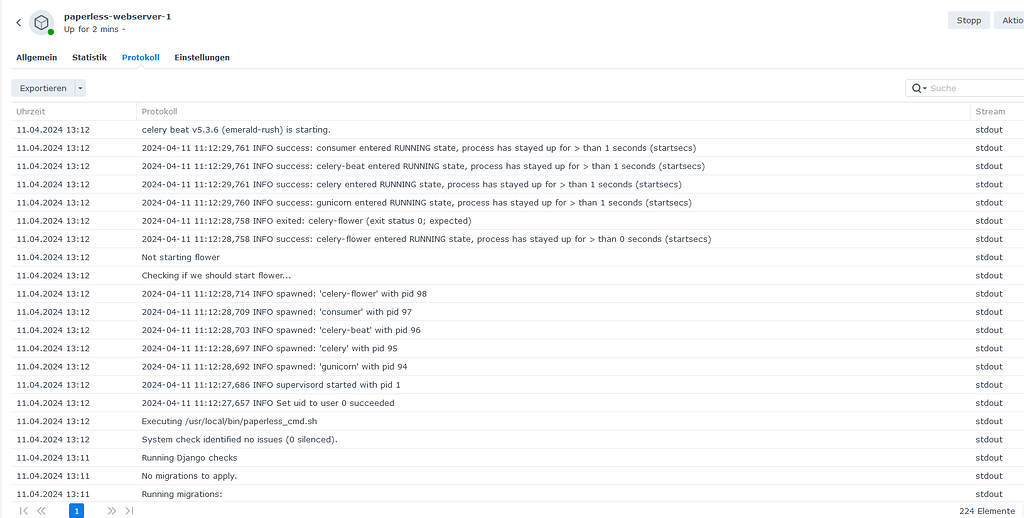 server bleibt beim Starten von Celery Beat hängen paperlessngx