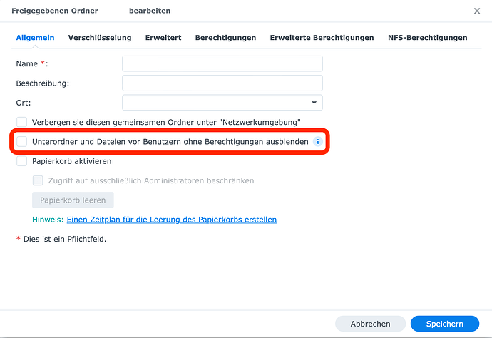 Ordner ausblenden Synology