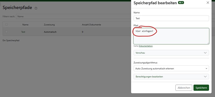 speicherpfad bearbeiten